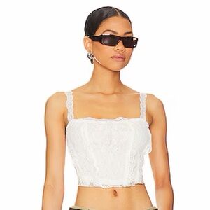 Revolve More To Come Eloisa White Lace-Trim Top